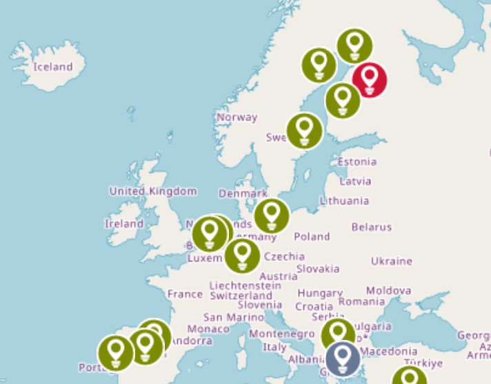 Screenshop from the Cordis website, NEMESIS map