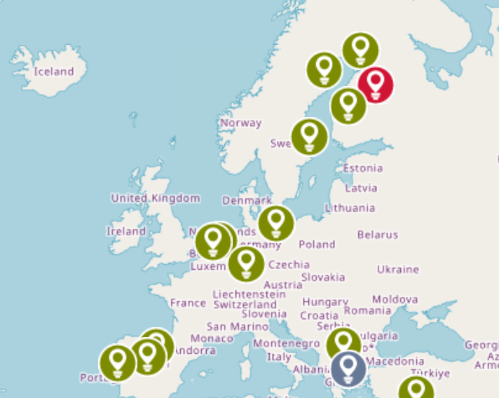 Screenshop from the Cordis website, NEMESIS map